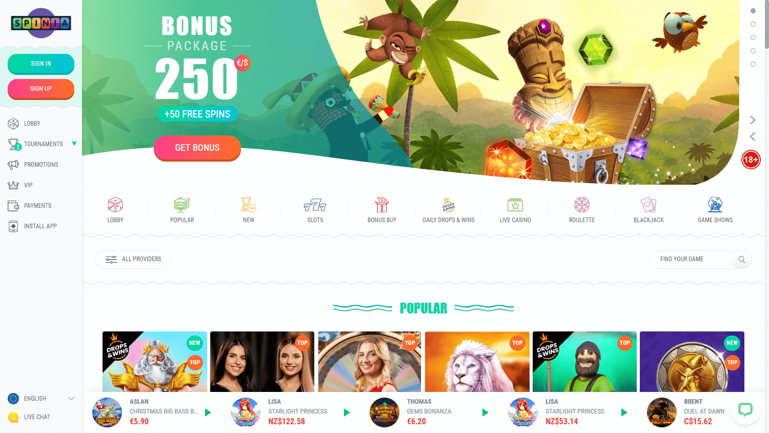 spinia_casino_homepage_desktop