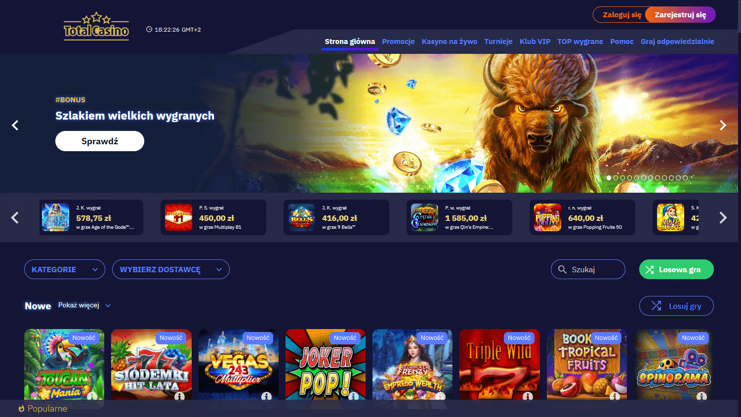Total Casino Homepage Desktop