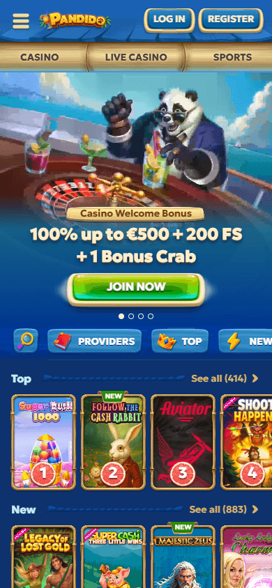 pandido_casino_homepage_mobile