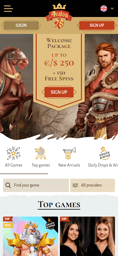 Avalon78 casino homepage op mobiel
