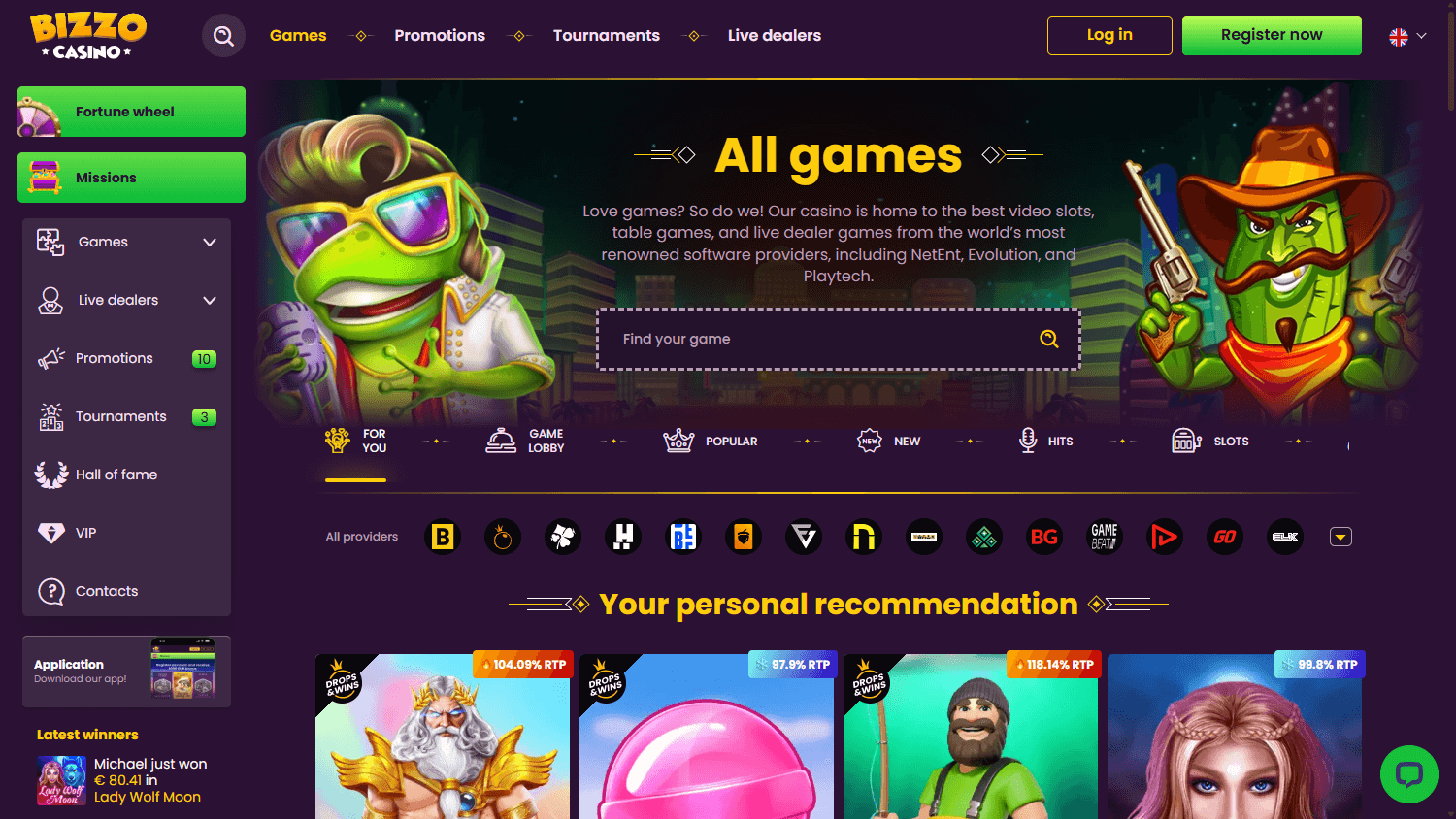 populair Bizzo Casino welkomstpakket banner