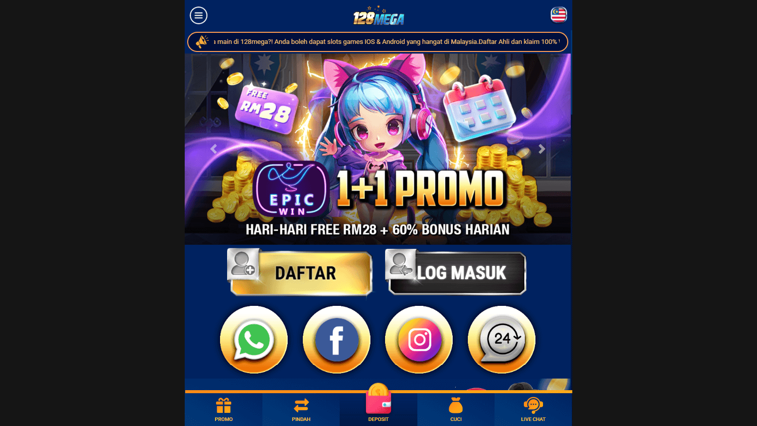 128mega_casino_homepage_desktop