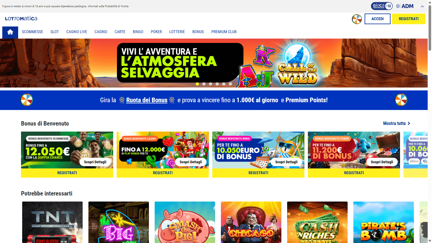 Lottomatica Casino Homepage