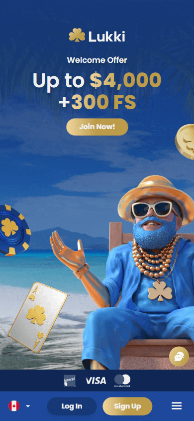 Lukki Casino Mobile Home Page Image