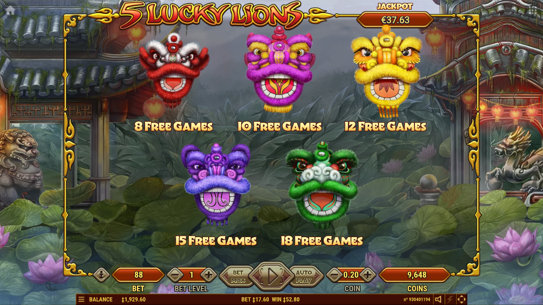 5 Lucky Lions Demo Play Free Slot Game