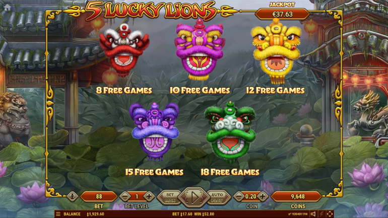 5 Lucky Lions Demo Play Free Slot Game