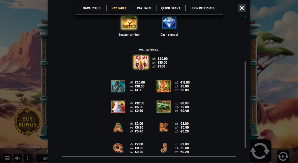 Golden Horn - Full paytable