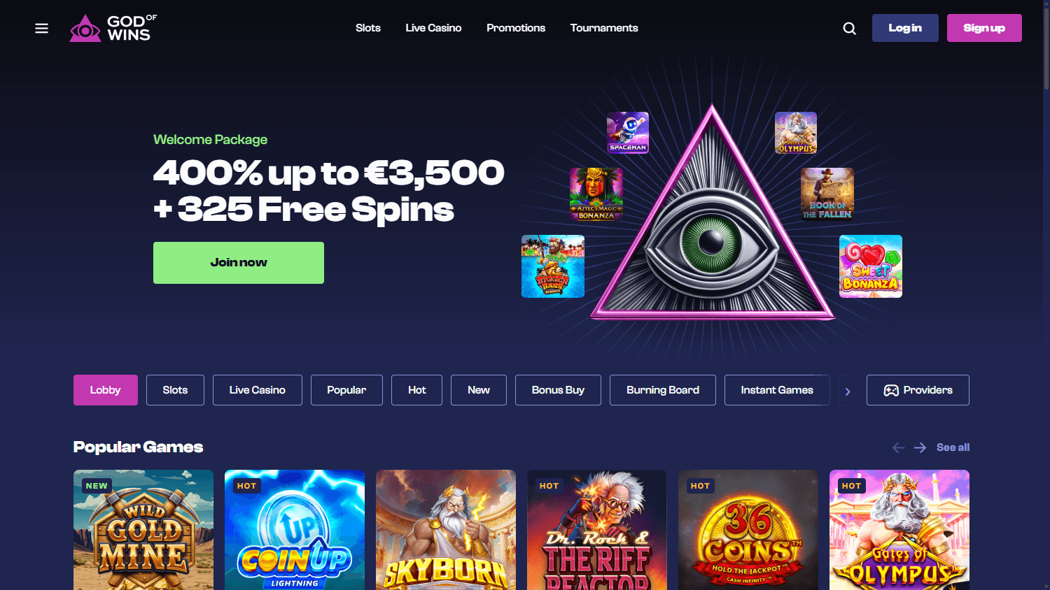 God_of_Wins _Casino_homepage_desktop