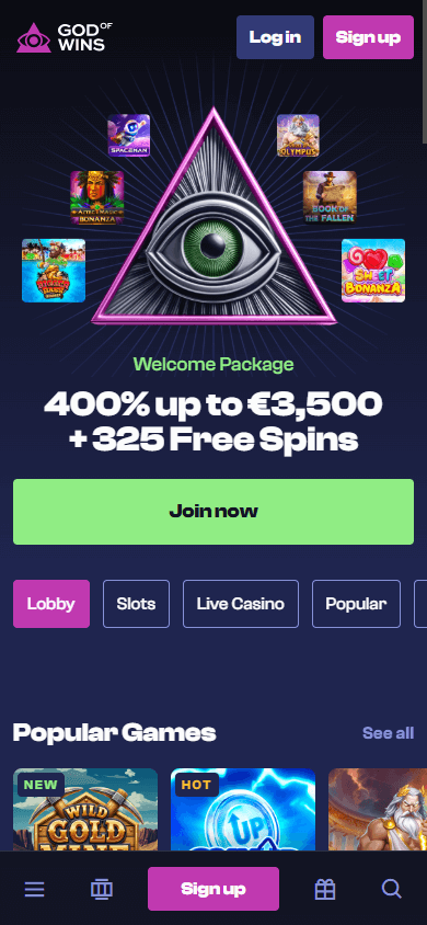 God_of_Wins _Casino_homepage_mobile