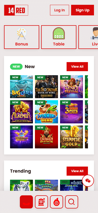 14red_casino_homepage_mobile