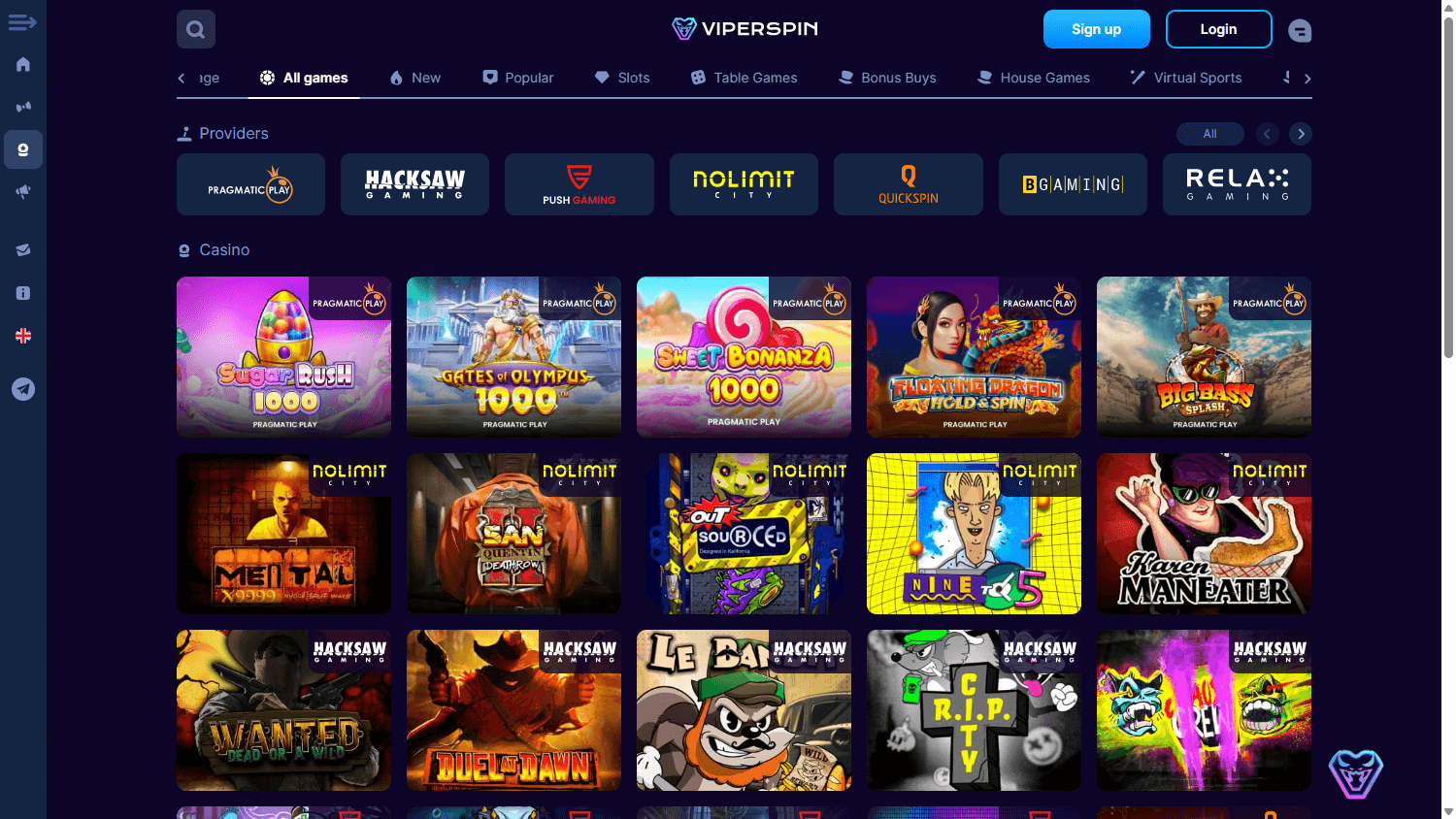 Viperspin Casino game gallery screenshot