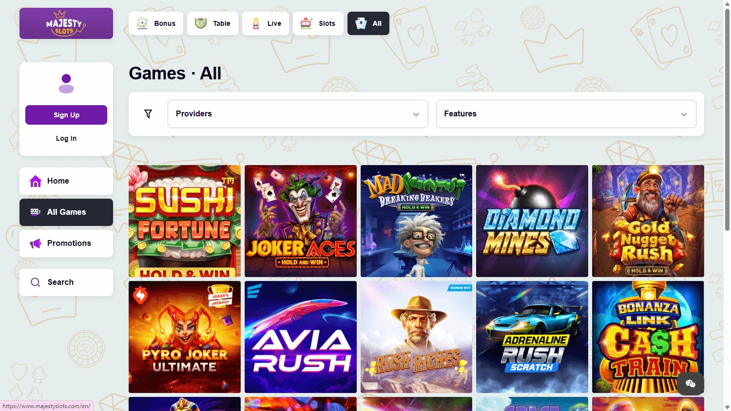 réputé Majestic Casino bonus d'inscription bannière promotionnelle
