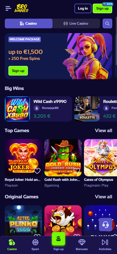 BroWinner Casino bono de registro banner