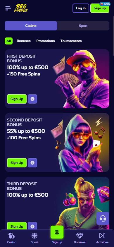 exclusivo BroWinner Casino bono de inscripción anuncio en Spain