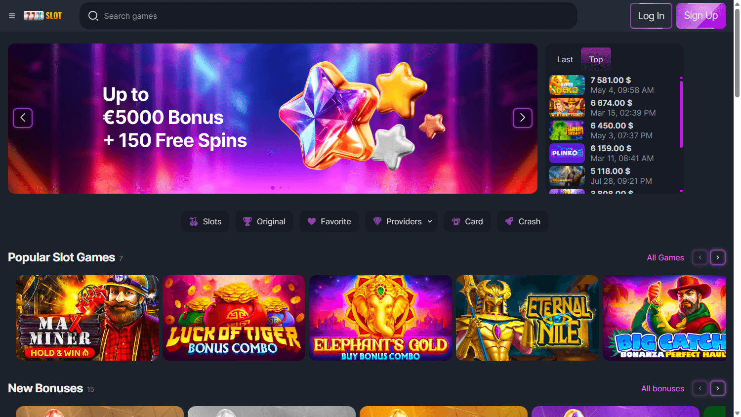 77xslot_Casino_homepage_desktop