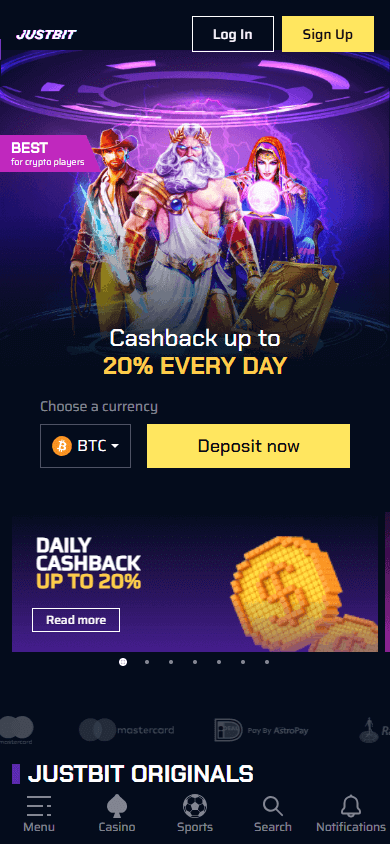 justbit_casino_homepage_mobile