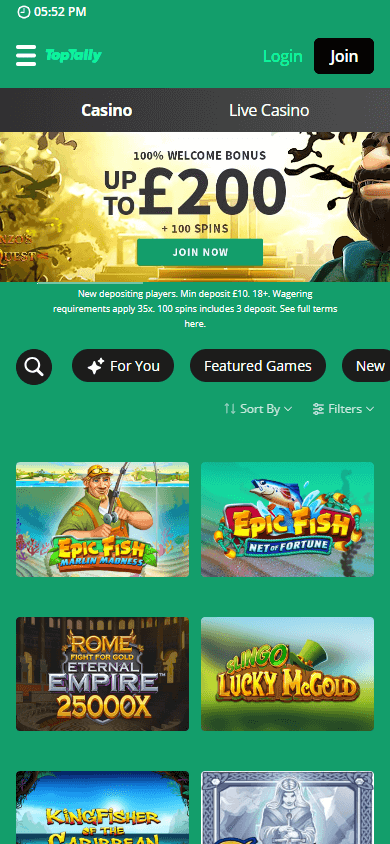 TopTally_Casino_homepage_mobile