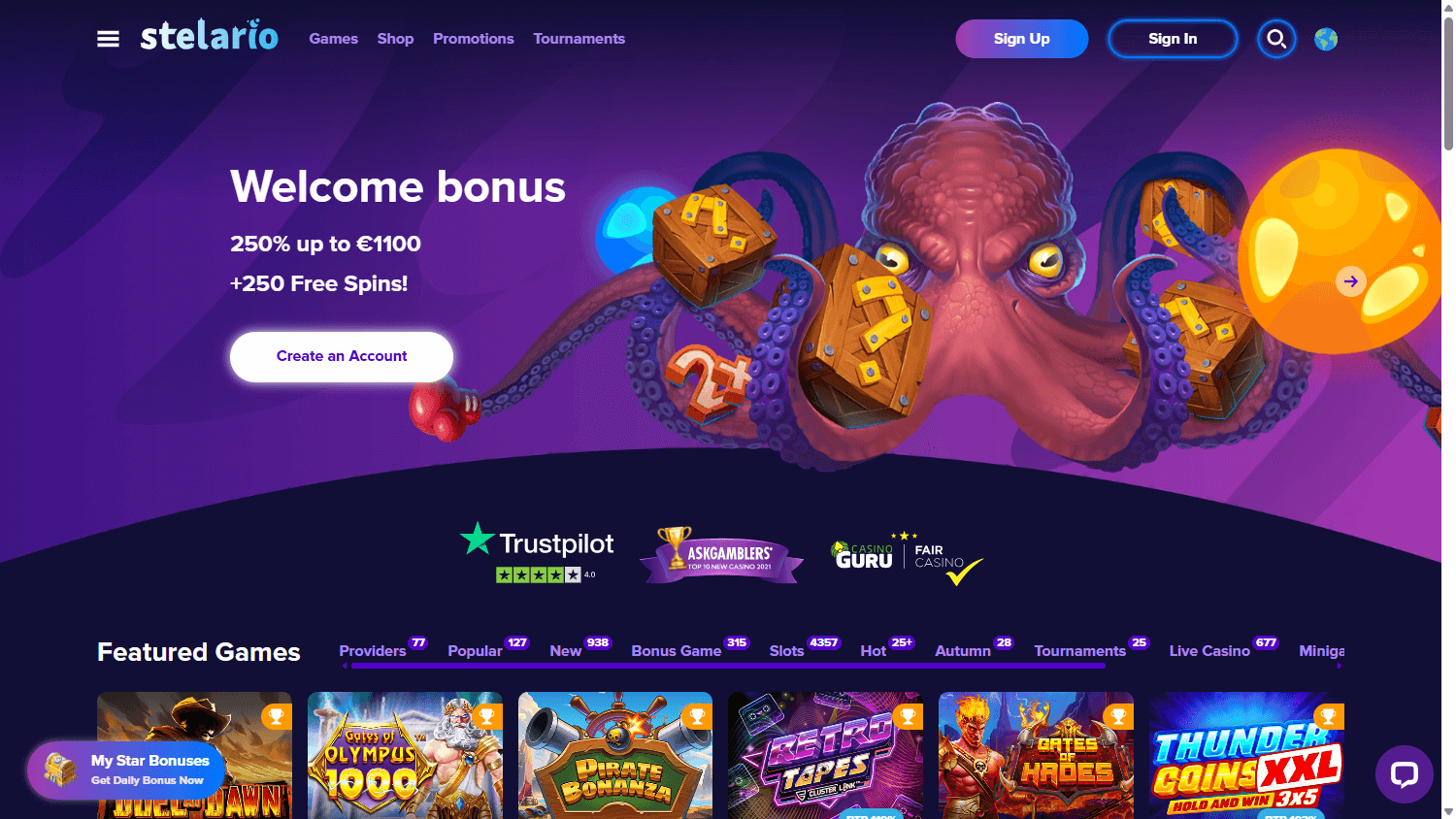 stelario_casino_homepage_desktop