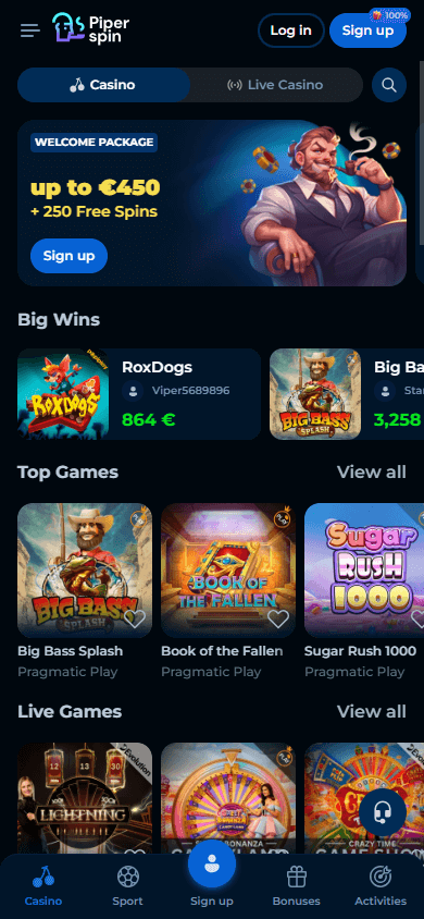 recibe mejor PiperSpin Casino giros gratis