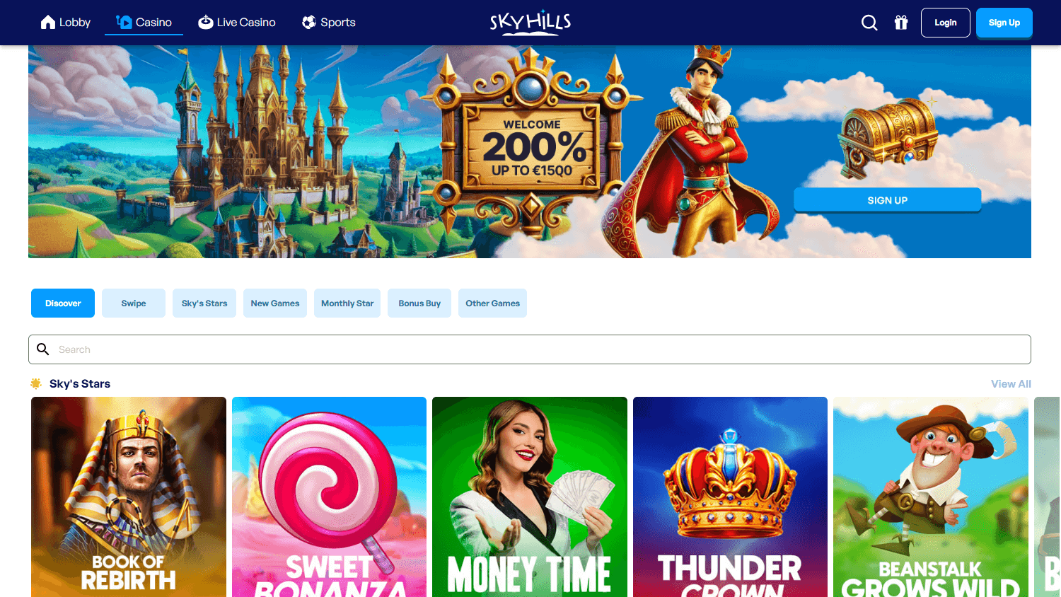 grab SkyHills Casino welcome package promotion