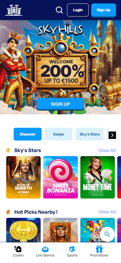 Skyhills Casino game gallery mobiel