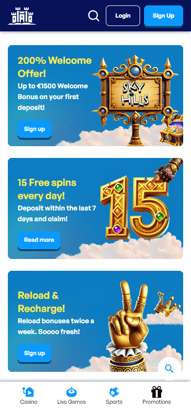 leading SkyHills Casino bonus spins promotional banner