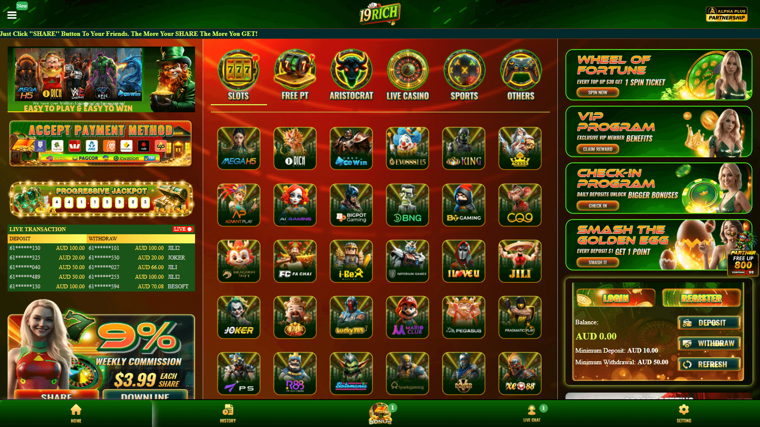 19RICH_Casino_homepage_desktop