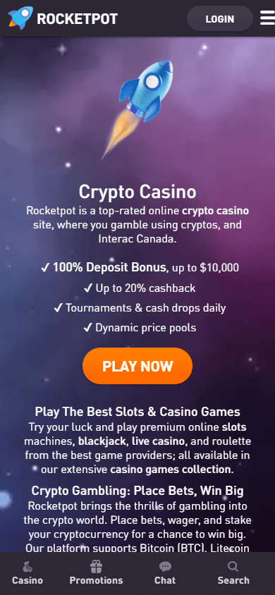 Rocketpot_Casino_homepage_mobile