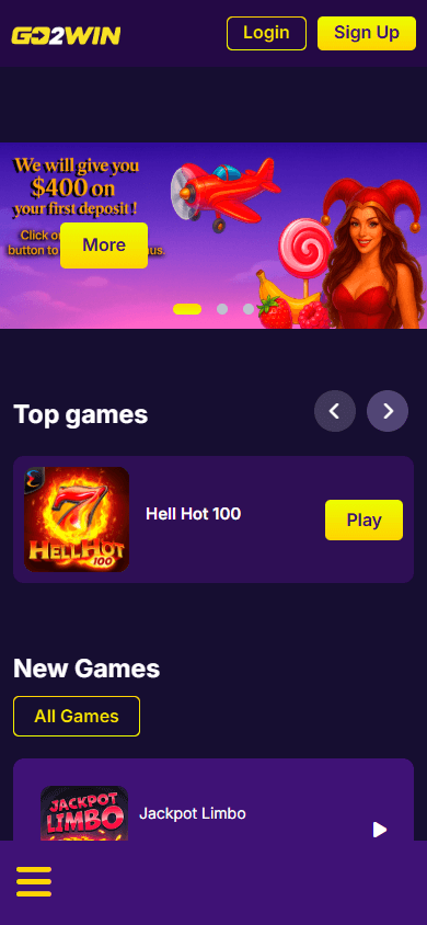 Go2Win_Casino_homepage_mobile