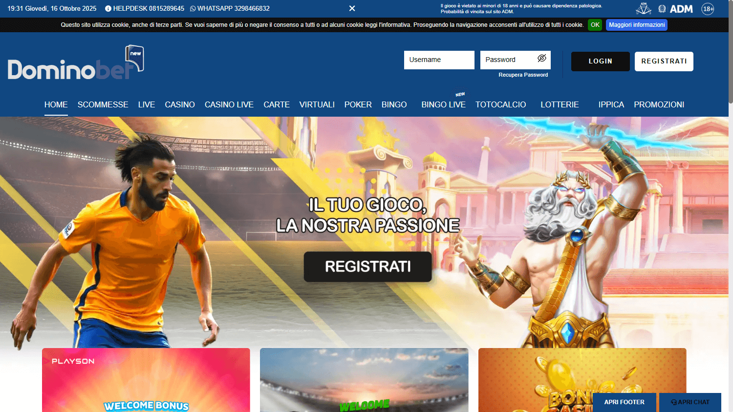 DominoBetNew_Casino_homepage_desktop