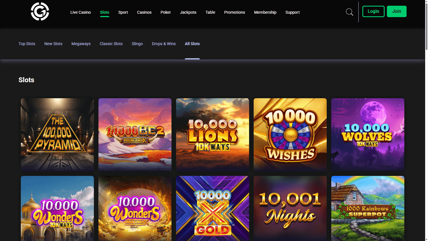 Grosvenor casino lobby website screenshot