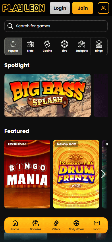 Leon Casino App Spielgalerie