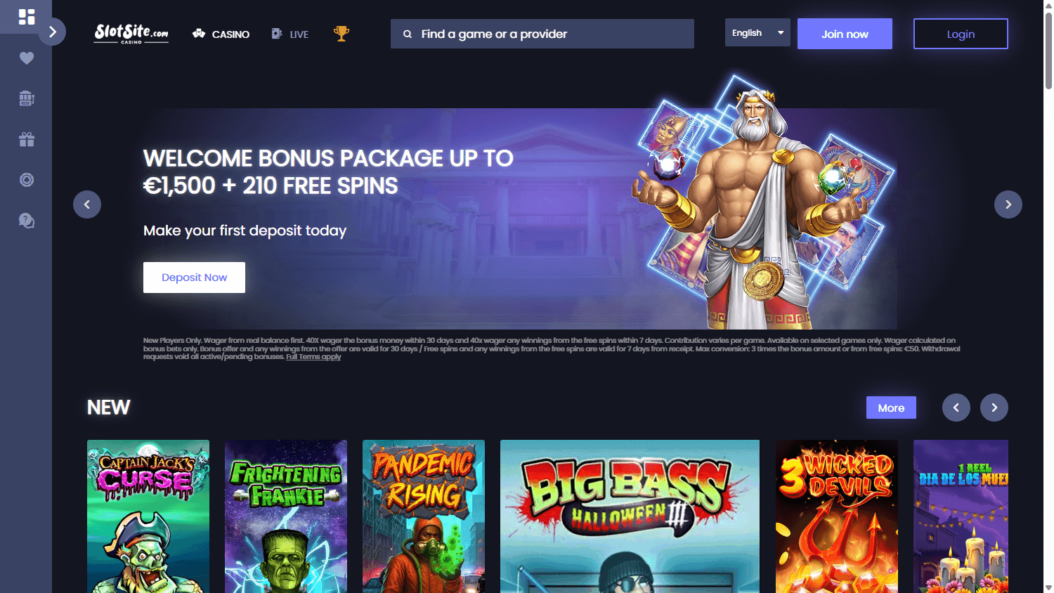 SlotSite homepage website screenshot