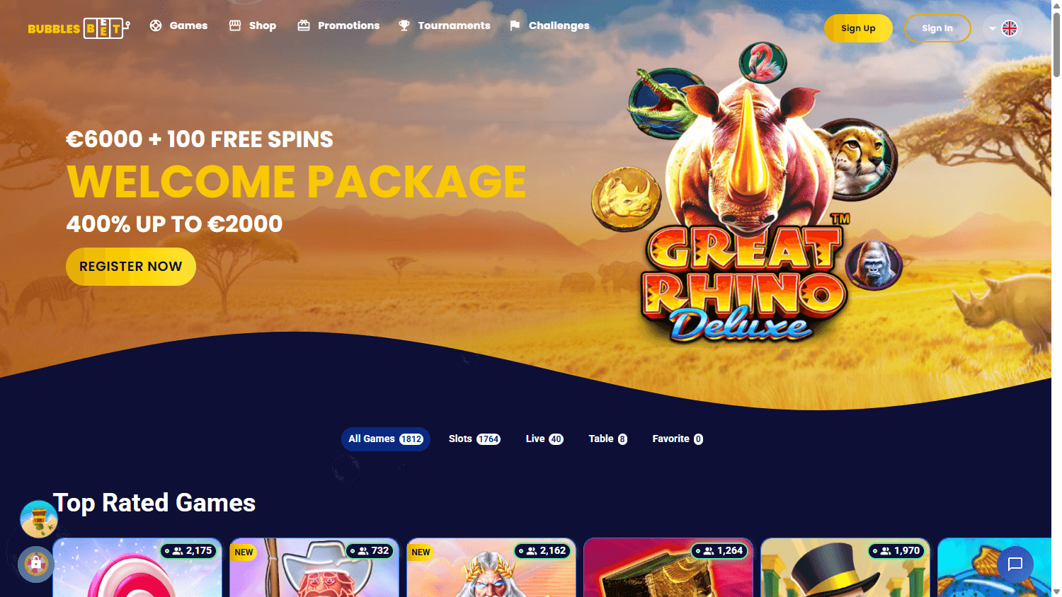 Bubbles_Bet_Casino_homepage_desktop