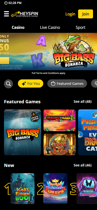 HeySpin_Casino_homepage_mobile