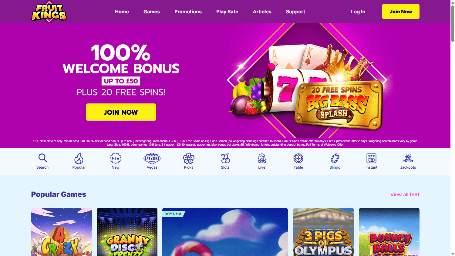 Fruit Kings homepage website screenshot