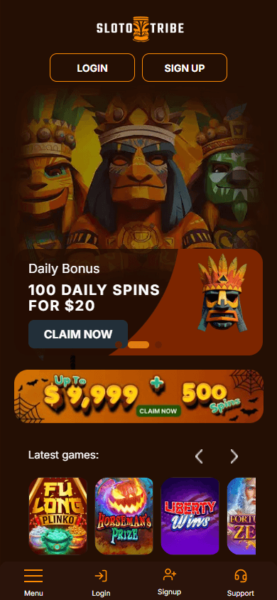 Sloto_Tribe_Casino_homepage_mobile