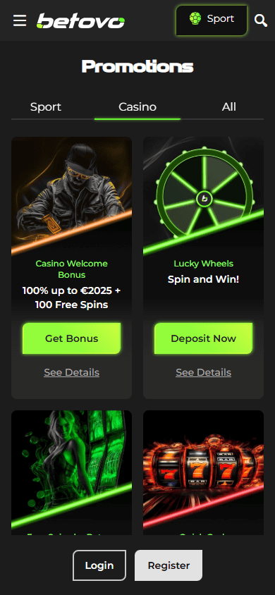 Promozioni Betovo visualizzate su dispositivo mobile