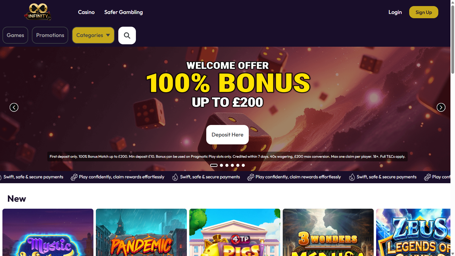 renomovaný Casino Infinity bezpečná hra promo akce