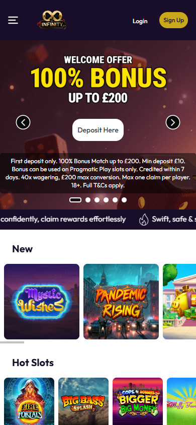 infinity_casino_homepage_mobile