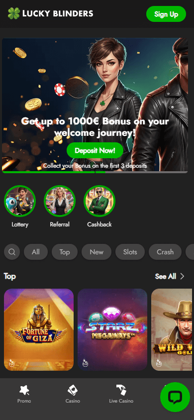 Luckyblinders_Casino_homepage_mobile