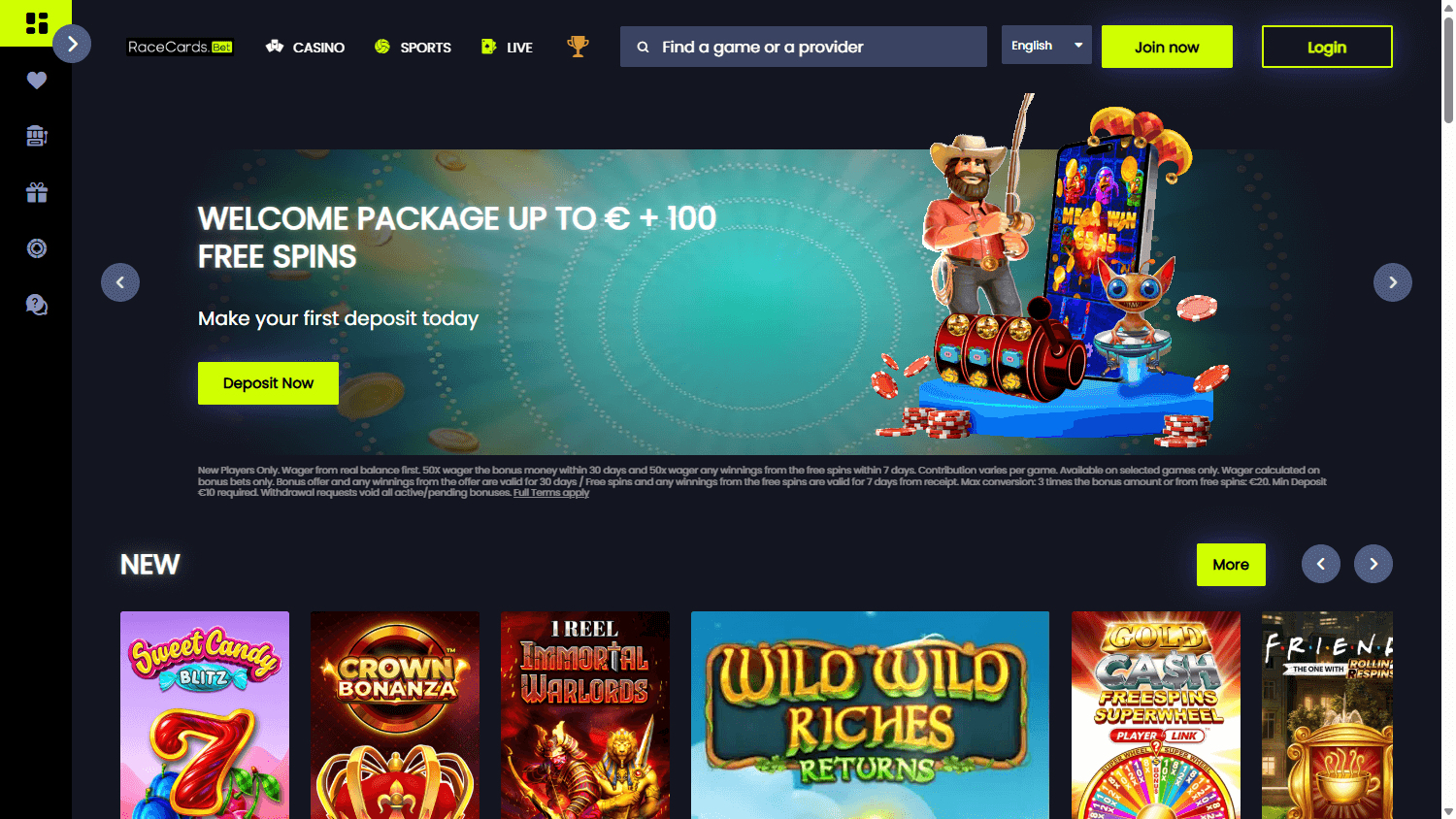 RaceCards.bet_Casino_homepage_desktop