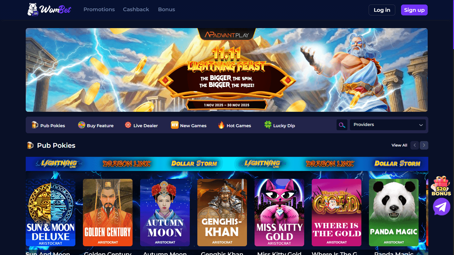 WomBet.gg_Casino_homepage_desktop