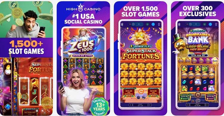 High 5 Casino exclusives and games, as seen from mobile devices.