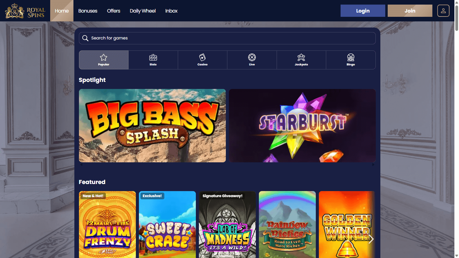 nowy Royal Game Casino oferta powitalna reklama