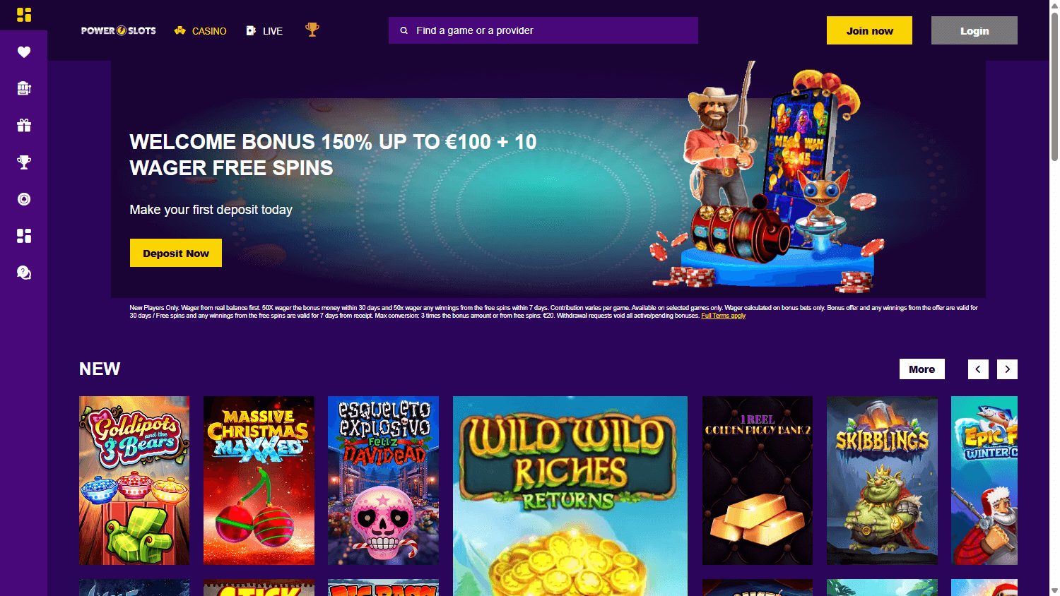 powerslots_casino_homepage_desktop
