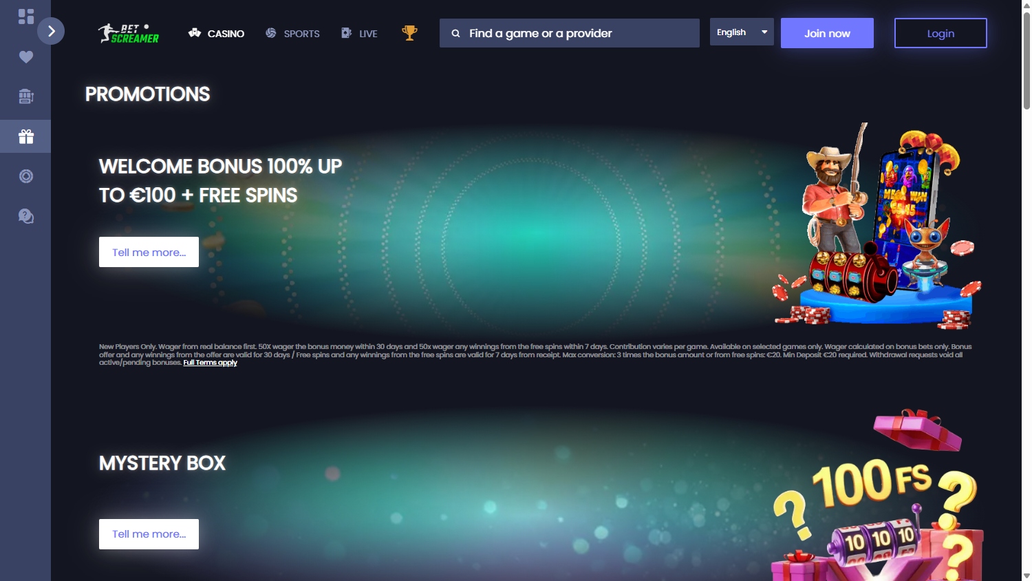 BetScreamer_Casino_promotions_desktop