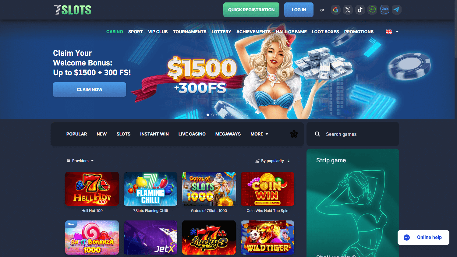 7Slots_Casino_homepage_desktop