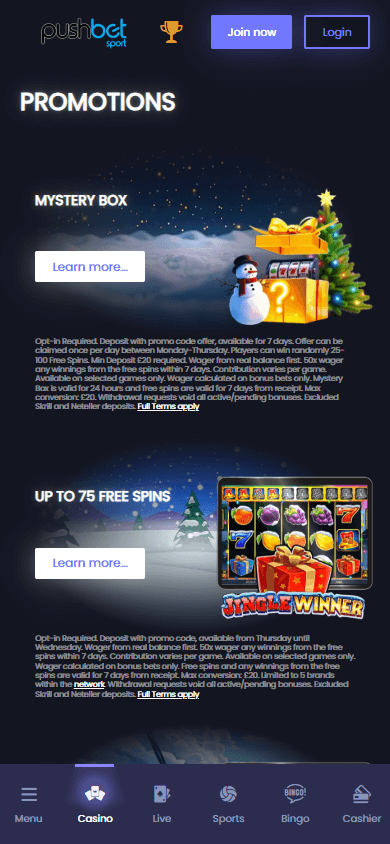 PushBet_Casino_promotions_mobile