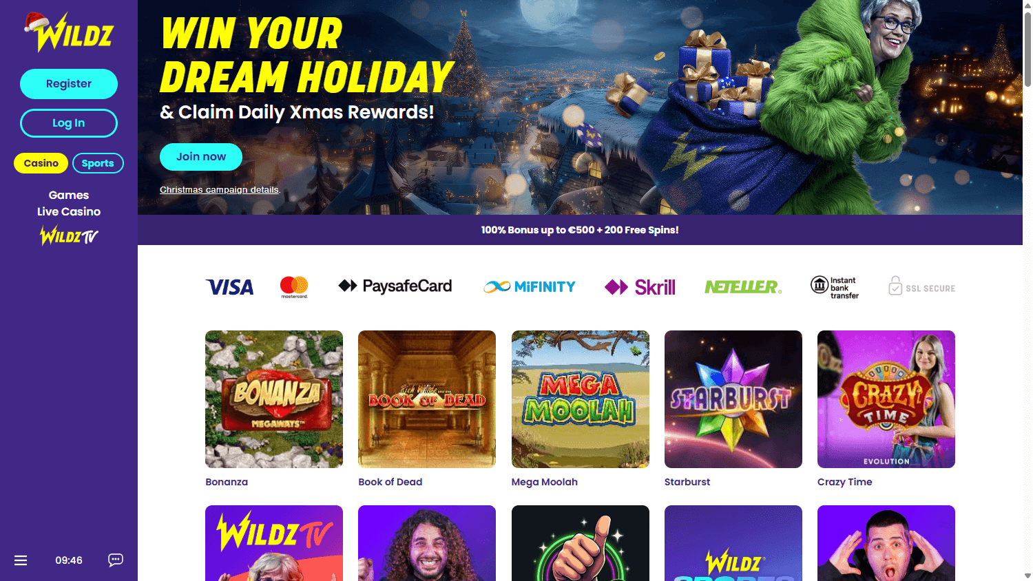 wildz_casino_homepage_desktop